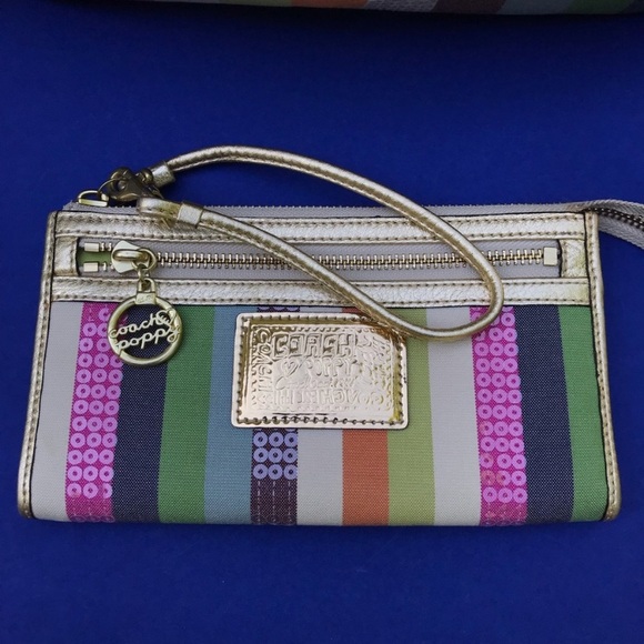 Coach Poppy Legacy Stripe Glam Tote & Wallet - Picture 3 of 8